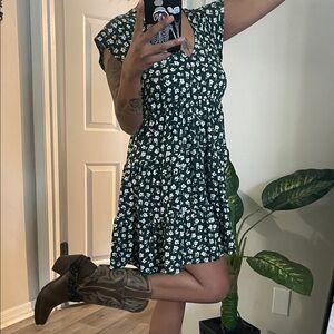 No Boundaries Green Floral Mini Dress